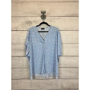 Spin USA Women's Light Blue & White Speckled Spring Blouse Size 1XL